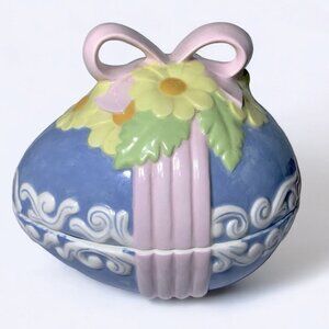 Vintage Hand Painted Easter Egg Candy Dish Trinket Dish Jar Functional Art 1981